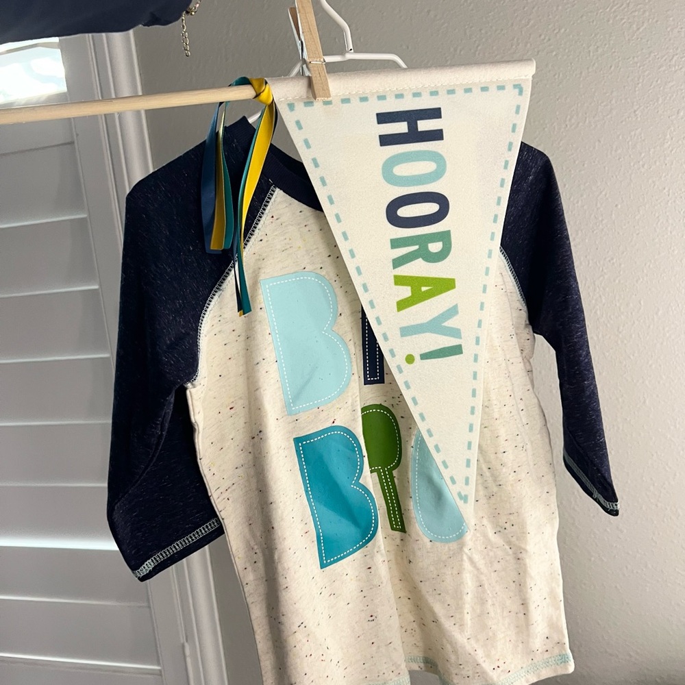 Mudpie Kids Hooray Banner and Shirt Set “BIG BRO”